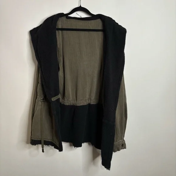 Free People Soft Peplum Hooded Military Army Green Cargo Jacket size Large - Picture 7 of 15